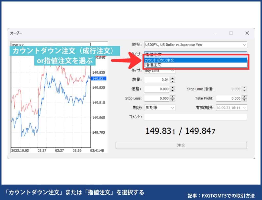 FXGTのMT5取引方法③【注文方法編】