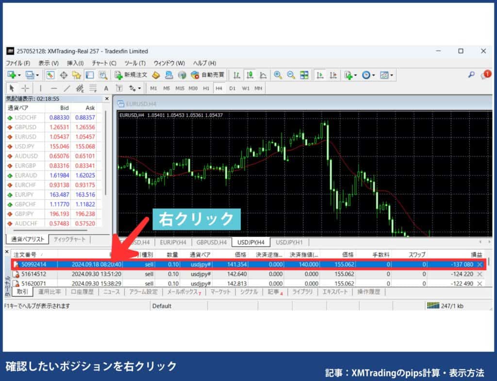XMTradingのpips表示方法【MT4／MT5でリアルタイム確認】