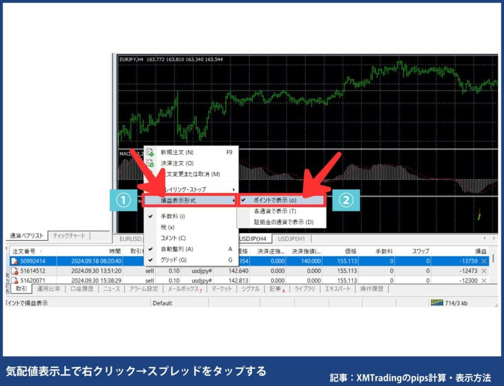 XMTradingのpips表示方法【MT4／MT5でリアルタイム確認】