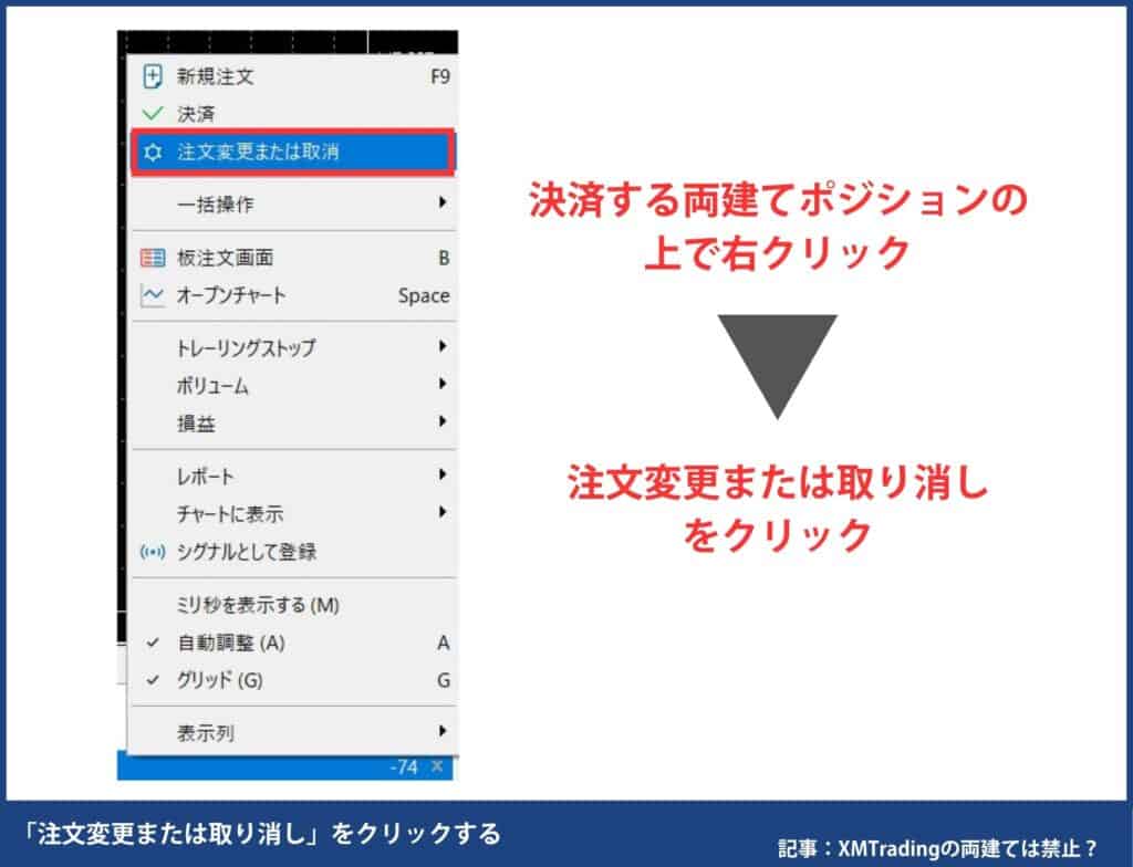 XMの両建て取引の決済方法