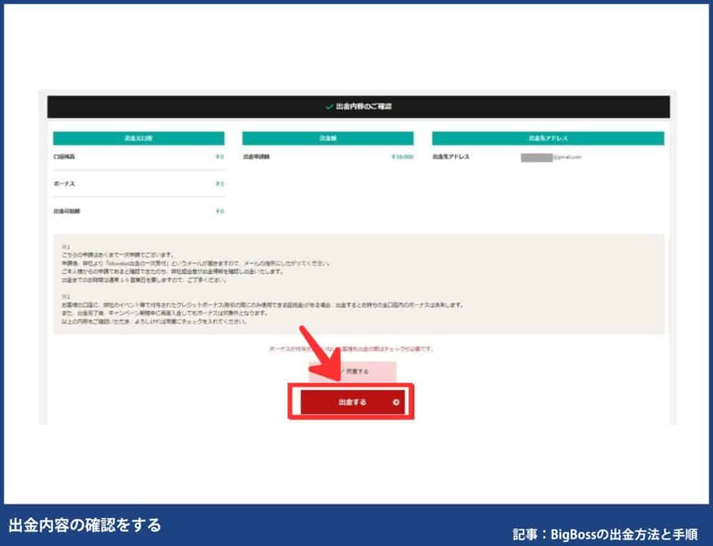 BigBossのbitwallet出金手順