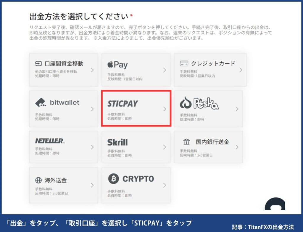 ④TitanFXの出金方法｜STICPAY