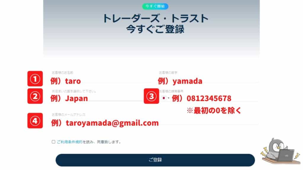 TradersTrustの口座開設方法