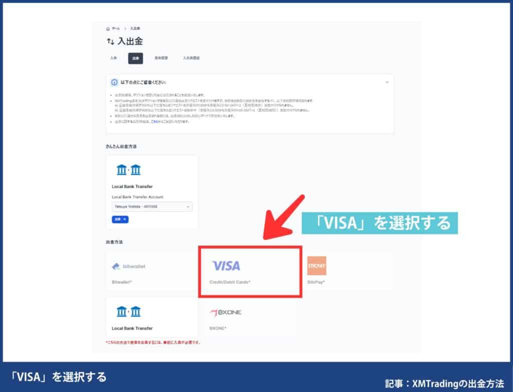 XMTradingのクレジットカード出金方法
