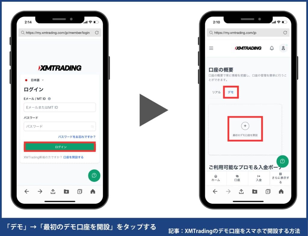 XMTradingのデモ口座開設方法