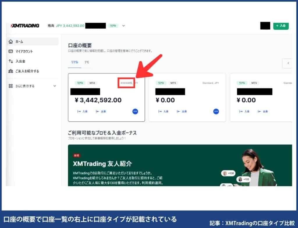 XMTradingの口座タイプを確認する方法