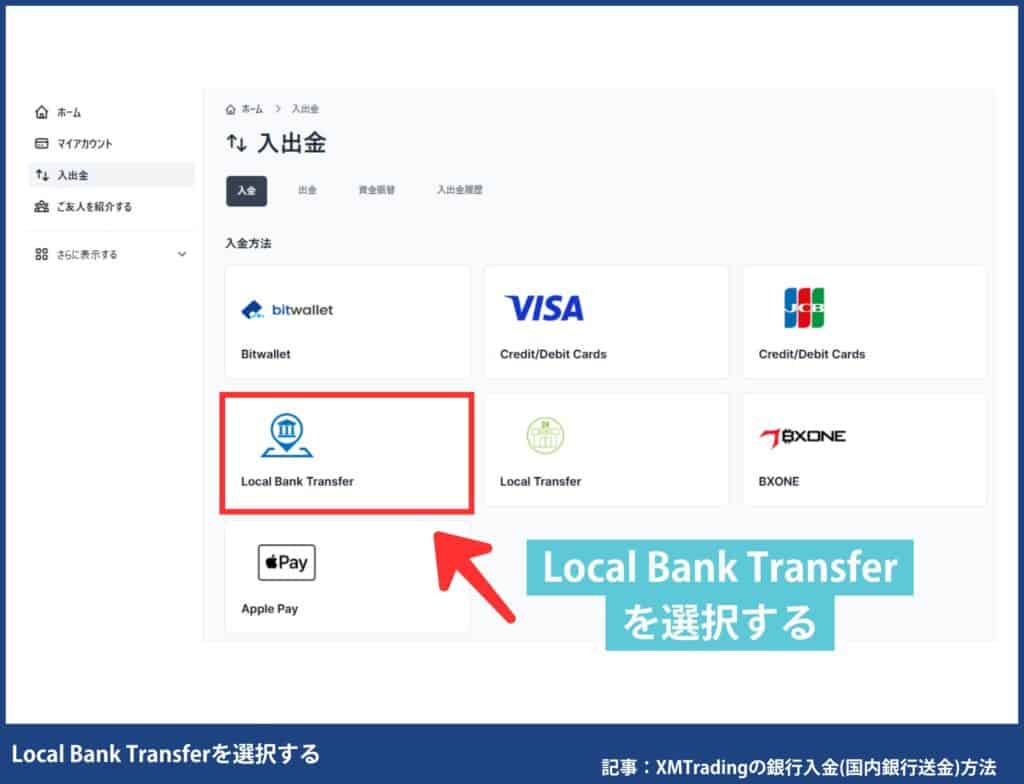 XMTradingの銀行入金（国内銀行送金）のやり方