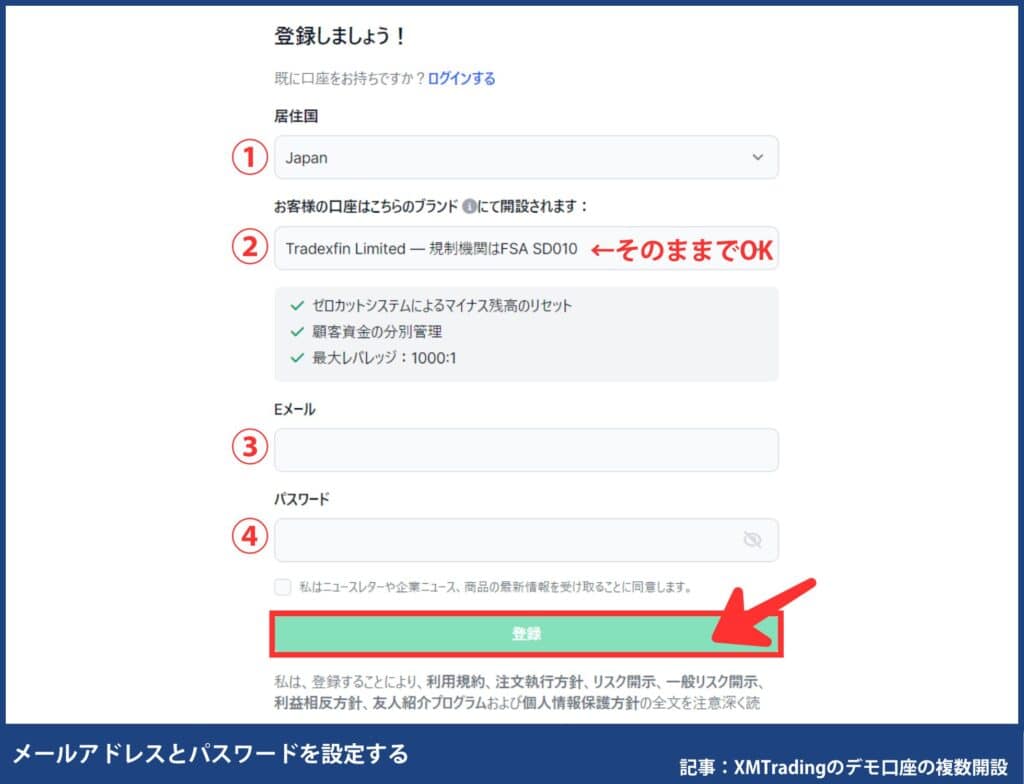 XMTradingデモ口座の追加開設方法