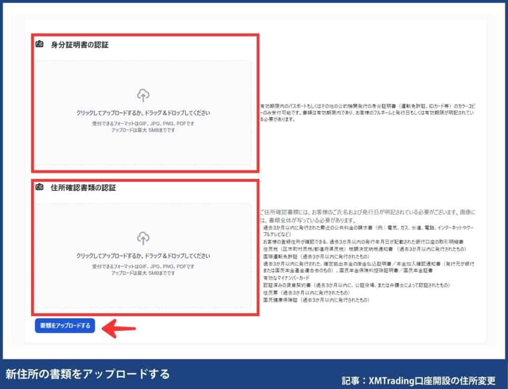 XMの口座開設後の住所変更