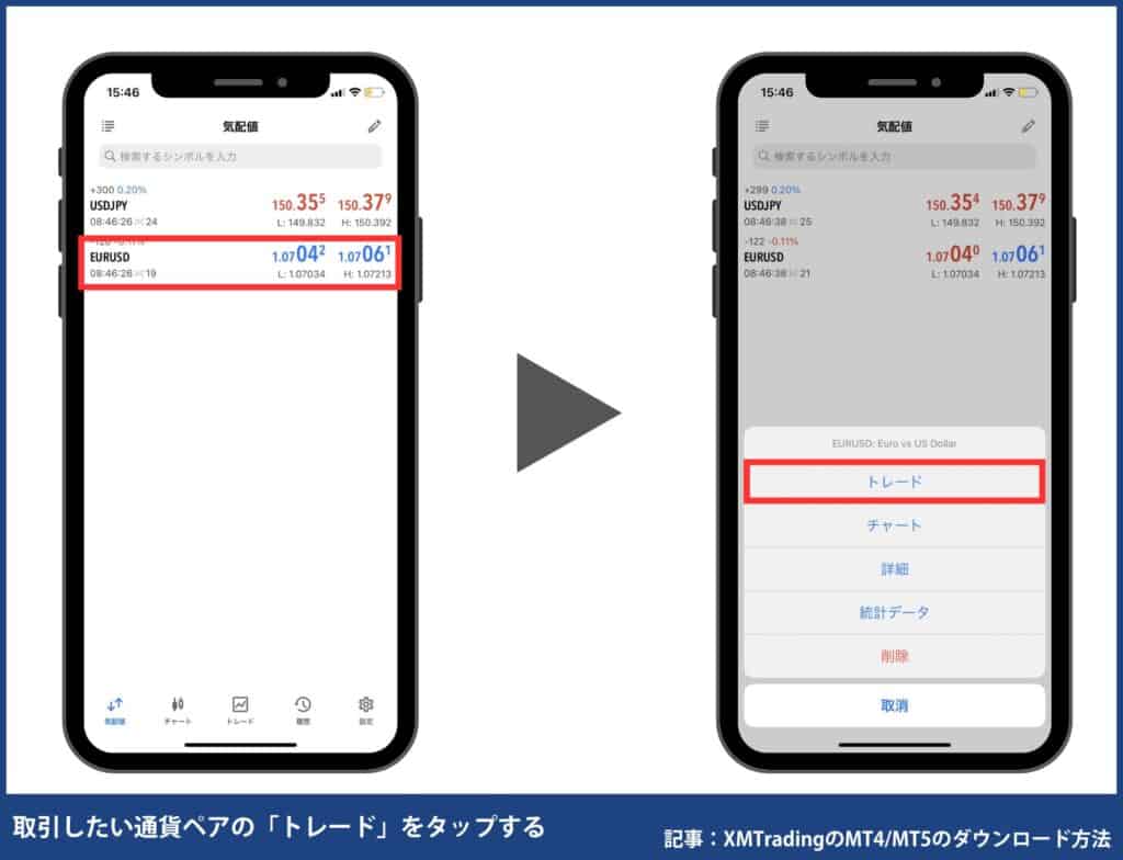 XMトレーディングの使い方｜MT4/MT5の注文・決済方法【スマホ】