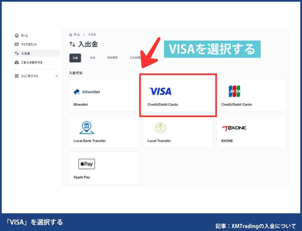 XMTradingのクレジットカード/デビットカードの入金手順・やり方