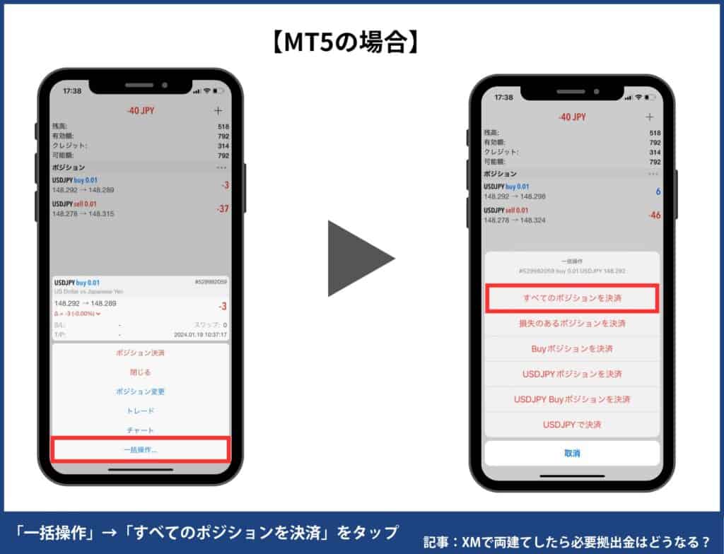 XMTradingの両建て解除方法