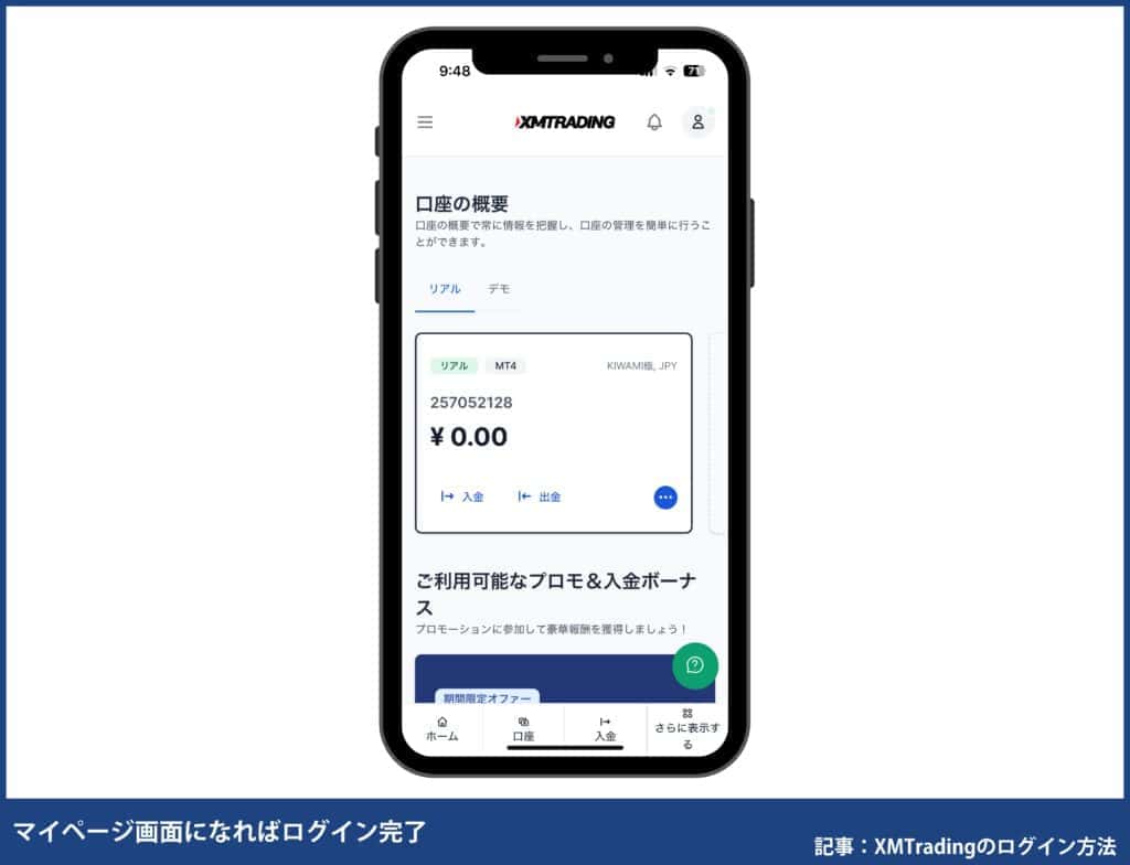 XMTradingの会員ページのログイン方法