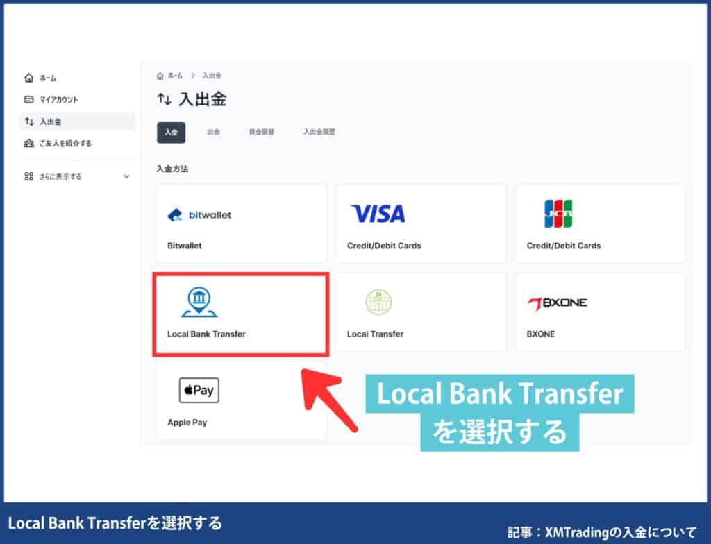 XMTradingの入金方法、やり方