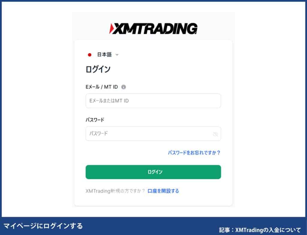 XMTradingの入金方法、マイページから入金する