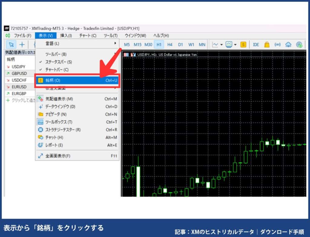 XMで新しくヒストリカルデータを取得する