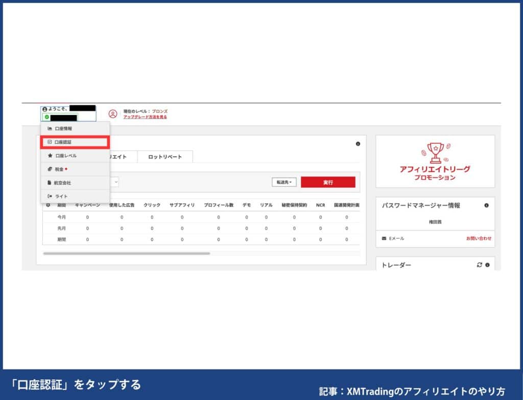 XMのパートナー口座のアフィリエイトリンク取得方法
