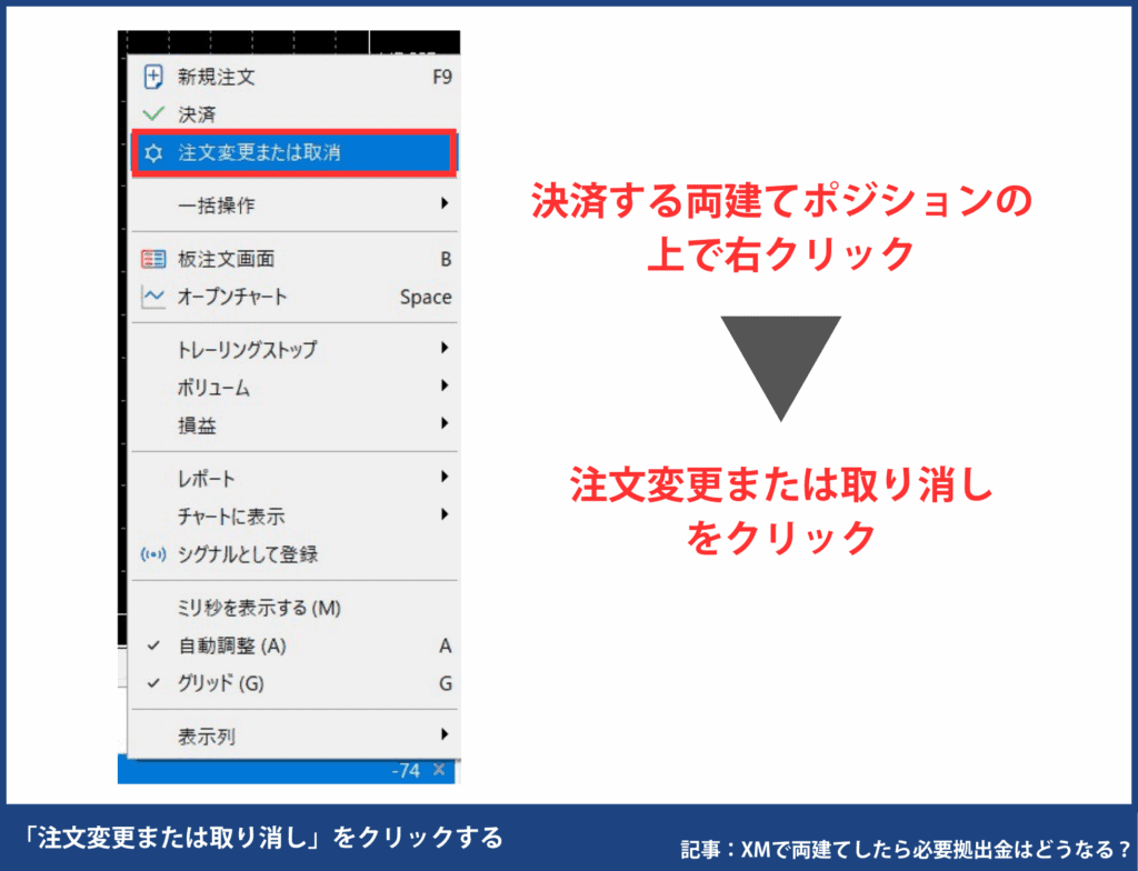XMの両建て取引の決済方法