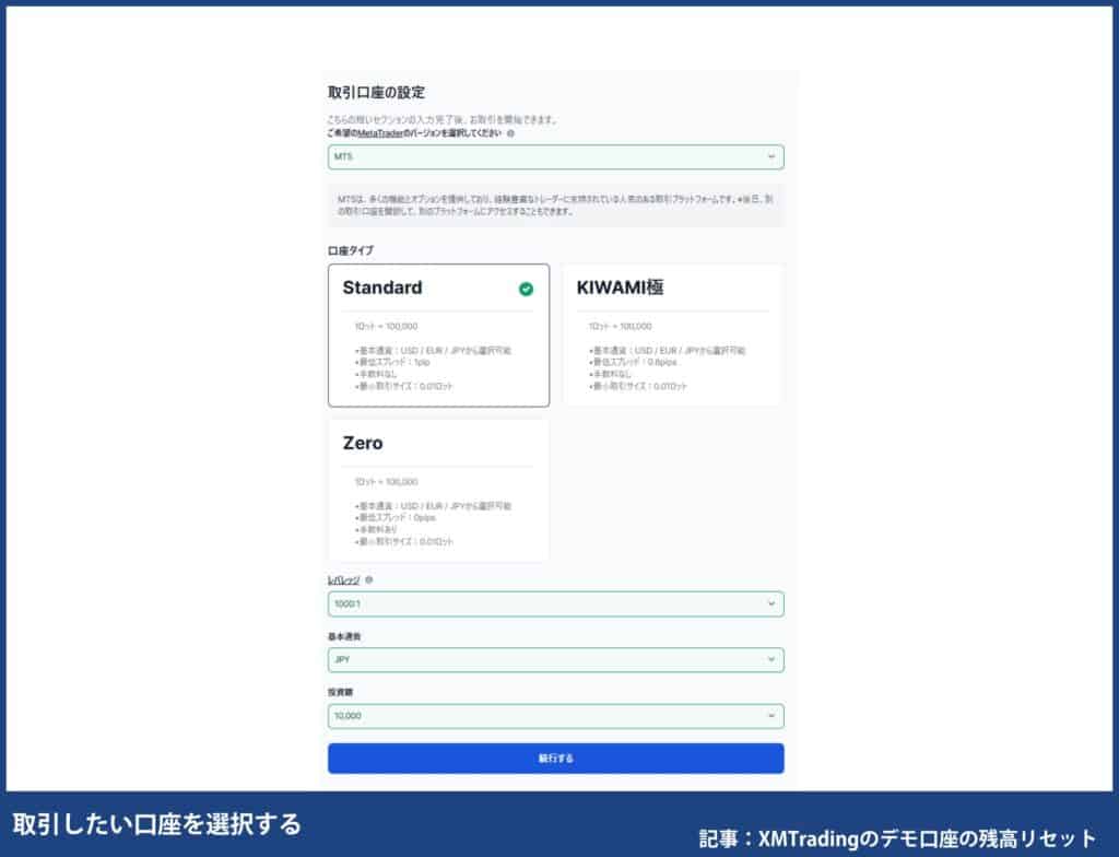 デモ口座の追加開設手順