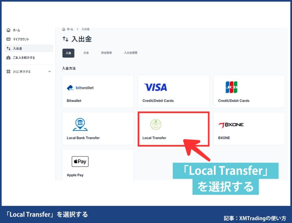 XMTradingの入金方法、やり方
