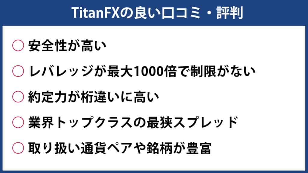TitanFX（タイタンFX）の良い評判・口コミ
