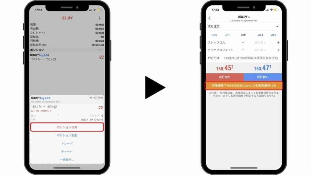 TradersTrustの使い方⑤MT4の注文・決済方法【スマホ】
