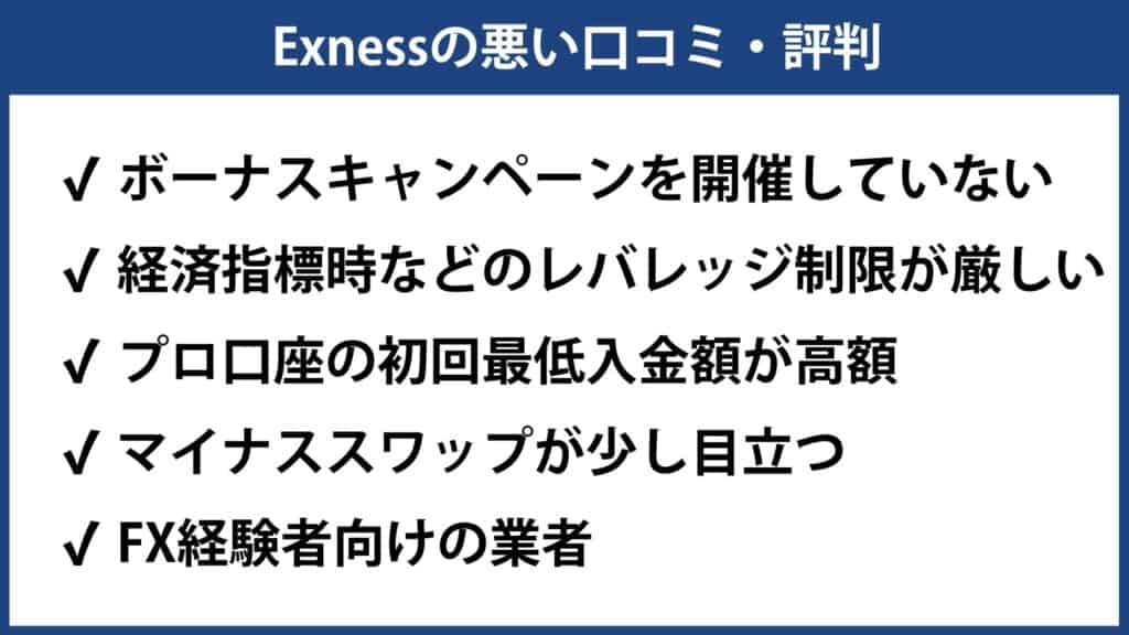 Exness（エクスネス）の悪い評判・口コミ・注意点