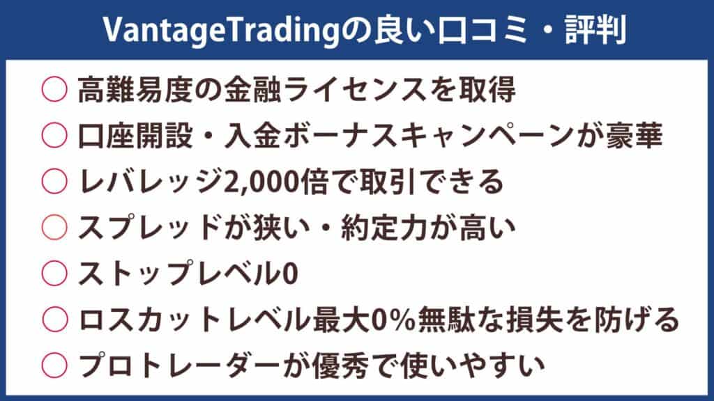 VantageTrading（バンテージトレーディング）の良い評判・口コミ