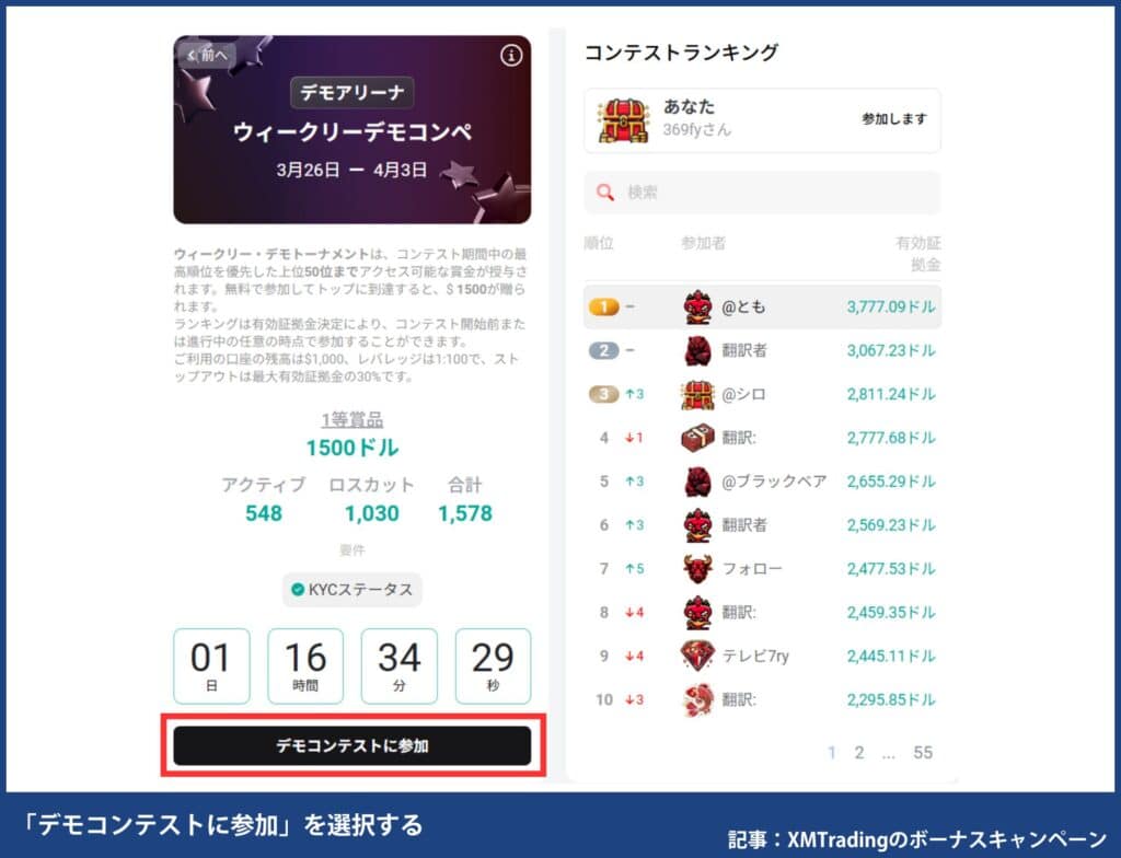 XMトレードコンテストの参加方法