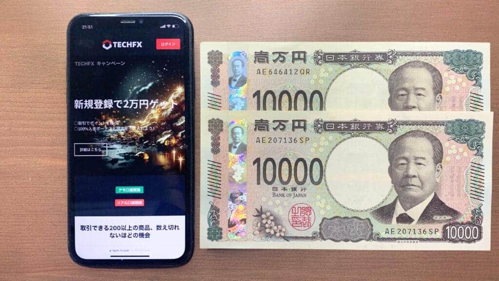 TechFXの新規口座開設ボーナス20,000円