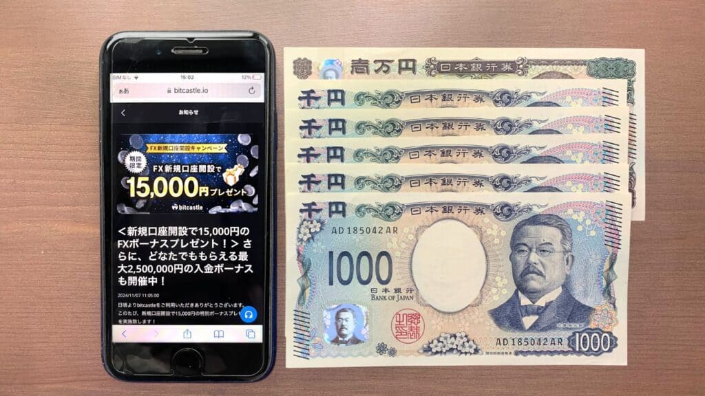 bitcastleFXの新規口座開設ボーナス15,000円