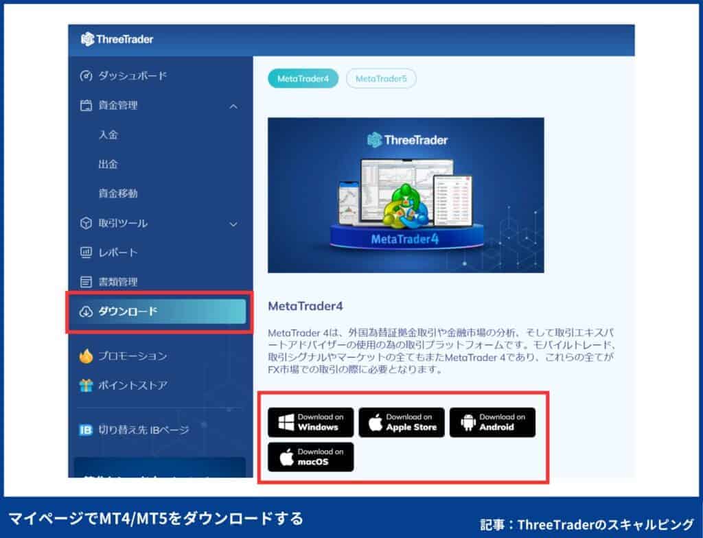 ThreeTraderのMT4/MT5ダウンロード方法