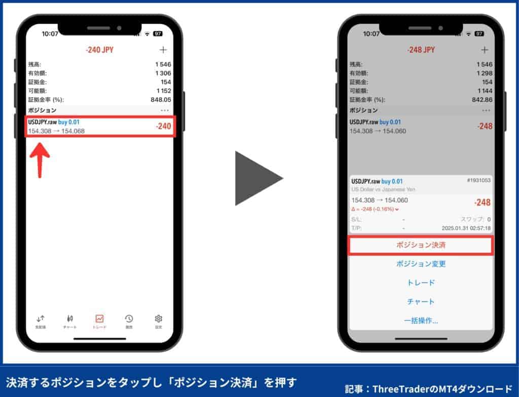 ThreeTraderのMT4使い方：新規注文・決済方法