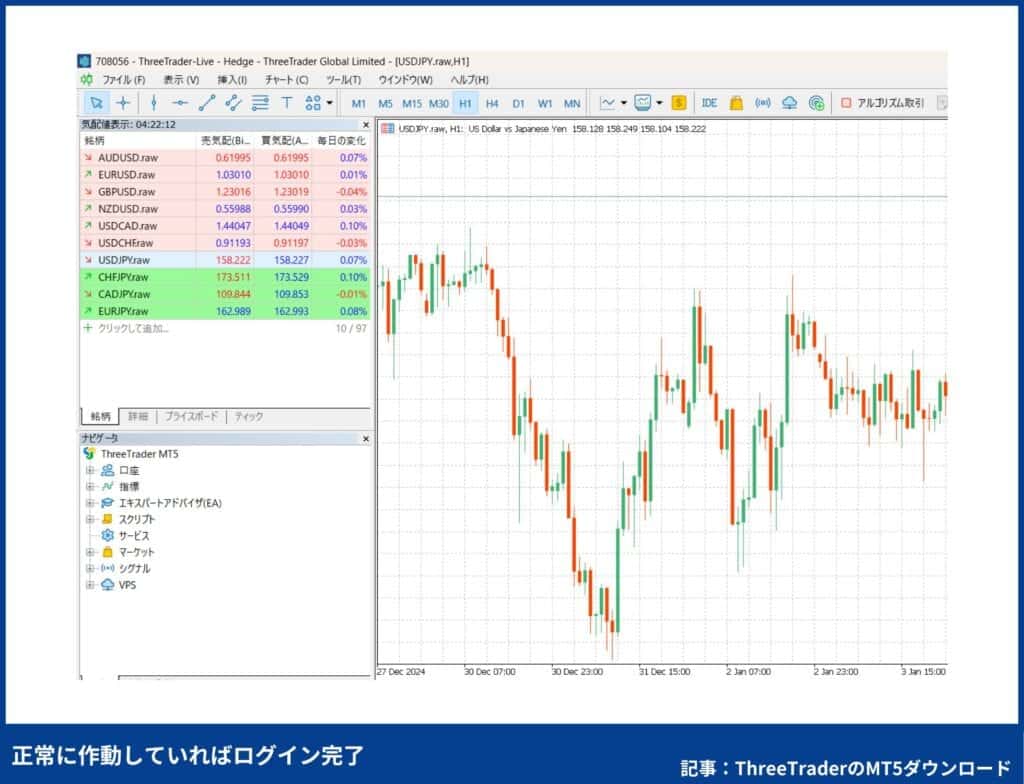 ThreeTraderのMT5の使い方：ログイン方法（PC）
