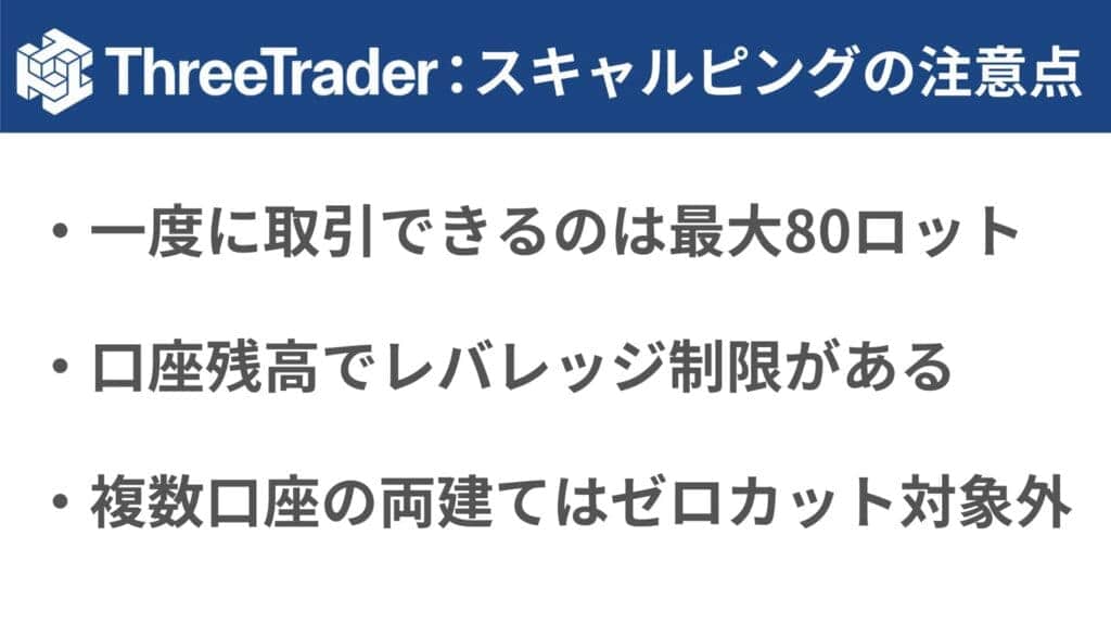 ThreeTraderのスキャルピングに関する注意点