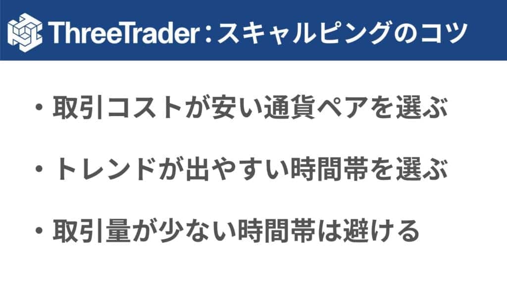 ThreeTraderのスキャルピング取引で勝つコツ