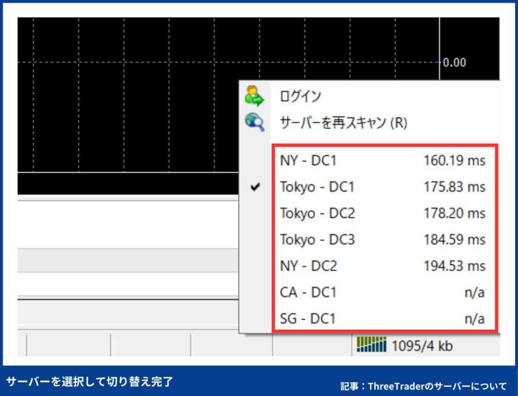 ThreeTraderの接続サーバーの切り替え方法②