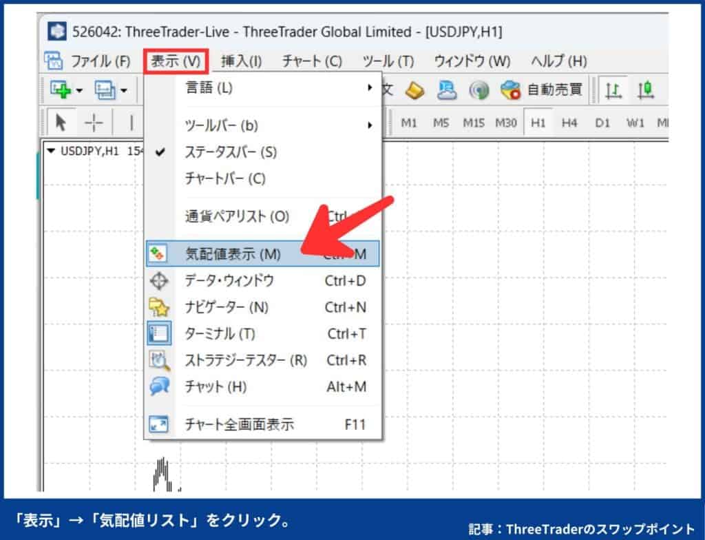 ThreeTraderスワップポイントの確認方法
