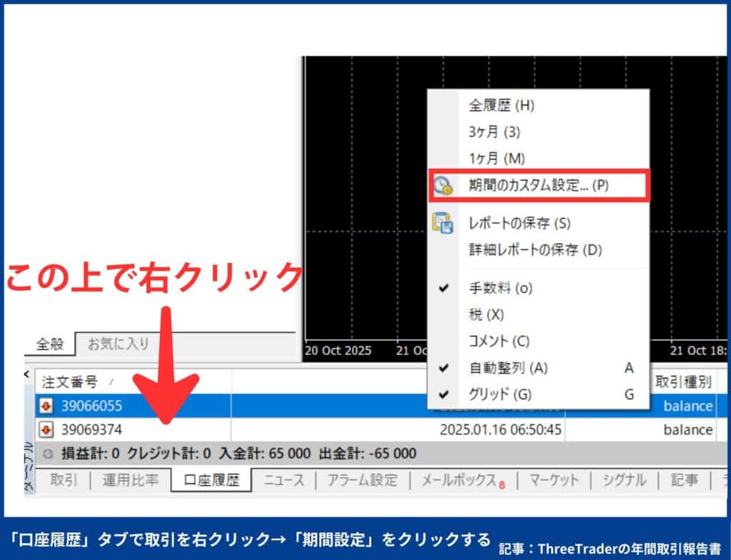 MT4/MT5から年間取引報告書をダウンロードする手順|ThreeTrader版