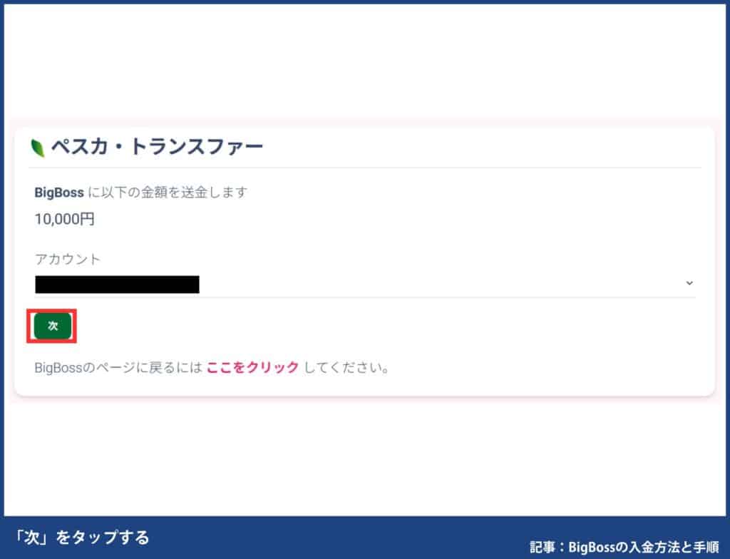 BigBossの入金方法別の手順
